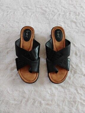 B.o.c. Black Wedge Sandals